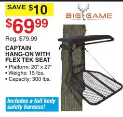 Dunham's Sports BIG GAME CAPTAIN HANG-ON WITH FLEX TEK SEAT PLATFORM offer