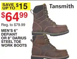 Dunham's Sports TANSMITH MEN'S 6 DEFIANT OR 8 DARIUS STEEL TOE WORK BOOTS offer