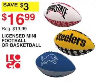 Dunham's Sports LICENSED MINI FOOTBALL OR BASKETBALL offer