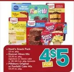 Safeway Hunt's Snack Pack, Duncan Hines Mix, Pillsbury Original or Funfetti Cake Mix offer