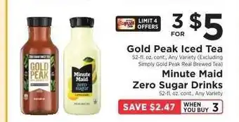 ShopRite Gold Peak Iced Tea & Minute Maid Zero Sugar Drinks offer