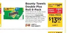 ShopRite Bounty Towels Double Plus Roll 6-Pack offer