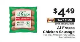 ShopRite Al Fresco Chicken Sausage offer