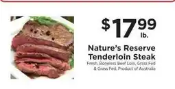 ShopRite Nature's Reserve Tenderloin Steak offer