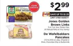 ShopRite Jones Golden Brown Links / De Wafelbakkers Pancakes offer