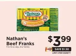 ShopRite Nathan's Beef Franks offer