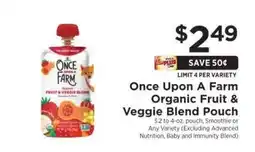 ShopRite Once Upon a Farm Organic Fruit & Veggie Blend Pouch offer