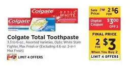 ShopRite Colgate Total Toothpaste offer