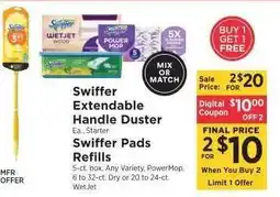 ShopRite Swiffer Extendable Handle Duster / Swiffer Pads Refills offer