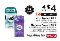 ShopRite Lady Speed Stick / Mennen Speed Stick offer
