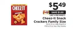 ShopRite Cheez-It Snack Crackers Family Size offer
