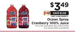ShopRite Ocean Spray Cranberry 100% Juice offer
