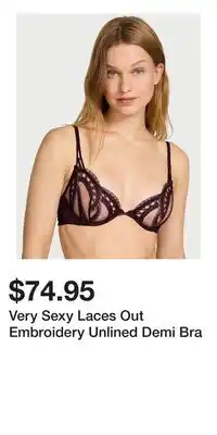 Victoria's Secret Very Sexy Laces Out Embroidery Unlined Demi Bra offer