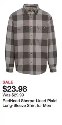 Cabela's RedHead Sherpa-Lined Plaid Long-Sleeve Shirt for Men offer