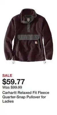 Cabela's Carhartt Relaxed Fit Fleece Quarter-Snap Pullover for Ladies offer