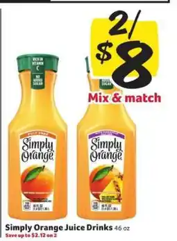 Winn Dixie Simply Orange Juice Drinks offer