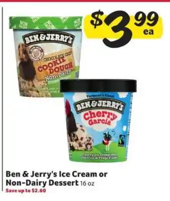 Winn Dixie Ben & Jerry's Ice Cream or Non-Dairy Dessert offer