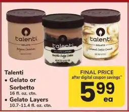 Safeway Talenti Gelato or Sorbetto offer