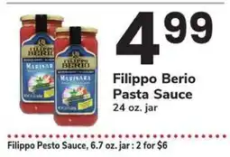 Safeway Filippo Berio Pasta Sauce offer