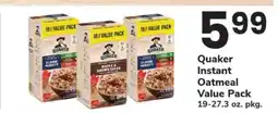 Safeway Quaker Instant Oatmeal Value Pack offer