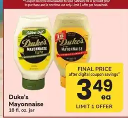 Safeway Duke's Mayonnaise offer