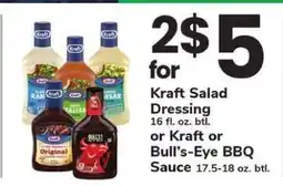 Safeway Kraft Salad Dressing or Kraft or Bull's-Eye BBQ Sauce offer
