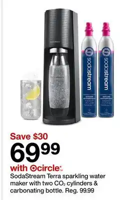 Target SodaStream Terra sparkling water maker with two CO2 cylinders & carbonating bottle offer