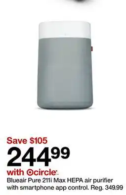 Target Blueair Pure 211i Max HEPA air purifier with smartphone app control offer