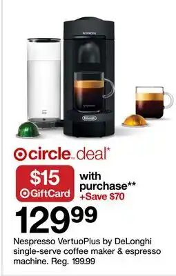 Target Nespresso VertuoPlus by DeLonghi single-serve coffee maker & espresso machine offer