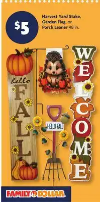 Family Dollar Harvest Yard Stake, Garden Flag, or Porch Leaner offer