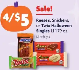 Family Dollar Reese's, Snickers, or Twix Halloween Singles offer