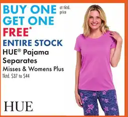 Boscov's ENTIRE STOCK HUE Pajama Separates offer