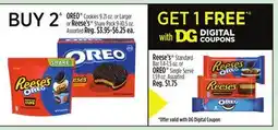 Dollar General OREO Cookies 9.21 oz. or Larger or Reese's Share Pack 9-10.5 oz offer