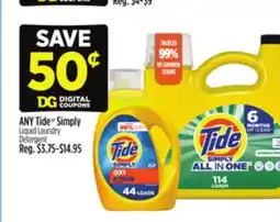 Dollar General ANY Tide Simply Liquid Laundry Detergent offer