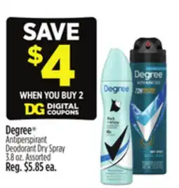 Dollar General Degree Antiperspirant Deodorant Dry Spray offer