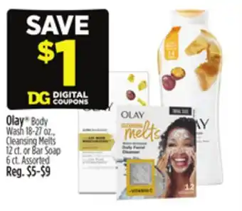 Dollar General Olay Body Wash 18-27 oz., Cleansing Melts 12 ct. or Bar Soap 6 ct offer