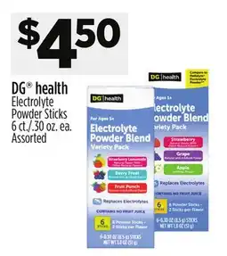 Dollar General DG health Electrolyte Powder Sticks offer