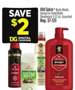 Dollar General Old Spice Body Wash, Sprays or Total Body Deodorant offer