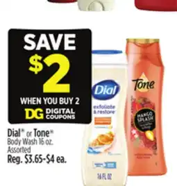 Dollar General Dial or Tone Body Wash offer