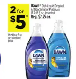 Dollar General Dawn Dish Liquid Original, Antibacterial or Platinum offer