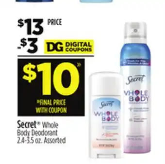 Dollar General Secret Whole Body Deodorant offer