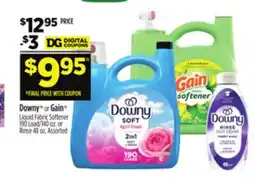 Dollar General Downy or Gain Liquid Fabric Softener 190 Load/140 oz. or Rinse 48 oz offer
