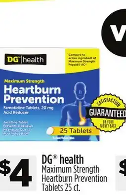 Dollar General DG health Maximum Strength Heartburn Prevention Tablets offer