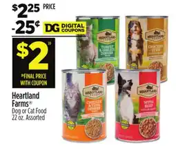 Dollar General Heartland Farms Dog or Cat Food offer