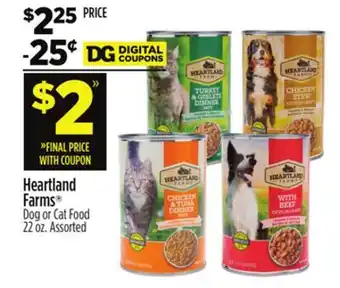 Dollar General Heartland Farms Dog or Cat Food offer