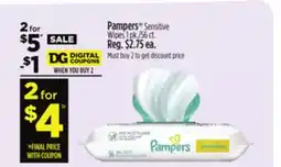 Dollar General Pampers Sensitive Wipes offer