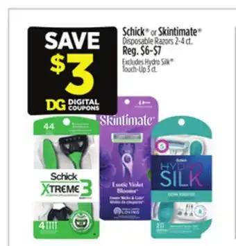 Dollar General Schick or Skintimate Disposable Razors offer