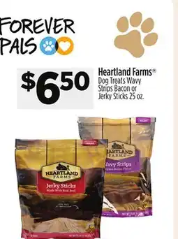 Dollar General Heartland Farms Dog Treats Wavy Strips Bacon or Jerky Sticks offer