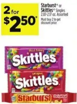 Dollar General Starburst or skittles singles offer