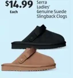 Aldi Serra ladies' genuine suede slingback clogs offer